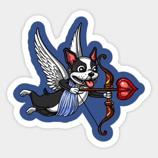 Boston Terrier Dog Cupid Valentines Day Love Pet Sticker